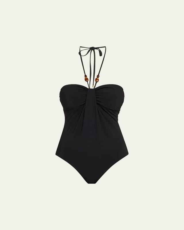 Wylie Drape Halter One-Piece Swimsuit